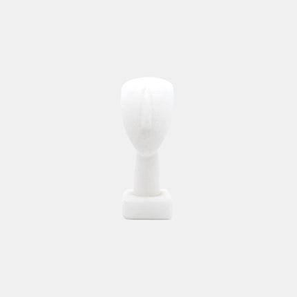 Head of a Figurine, Triangle Spedos, Naxos Marble, Cycladic Art - Minimalist white marble sculpture of a human head with t...