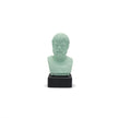 Handcrafted Greek statue of Aristotle in muted mint green, finely sculpted figurine depicting ancient philosopher in tradi...