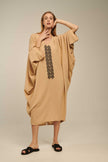 Axiothea Kaftan, Linen Dress in Caramel Brown