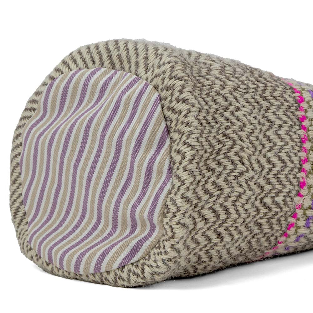 Pop Fuchsia Handwoven Bucket Bag in Gray styled view