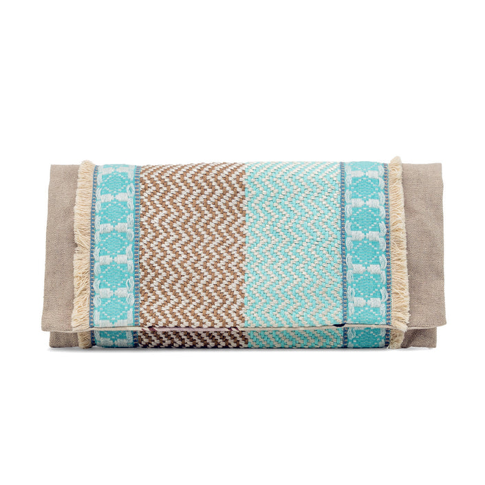 Beige, Brown & Light Blue Handcrafted Envelope Pouch – Made in Greece