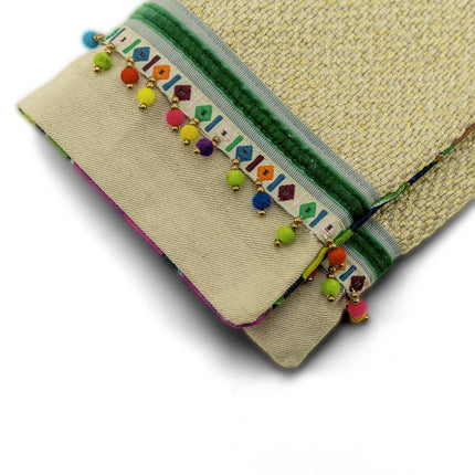 Boho Multicoloured Tassel Envelope, Handcrafted Pouch