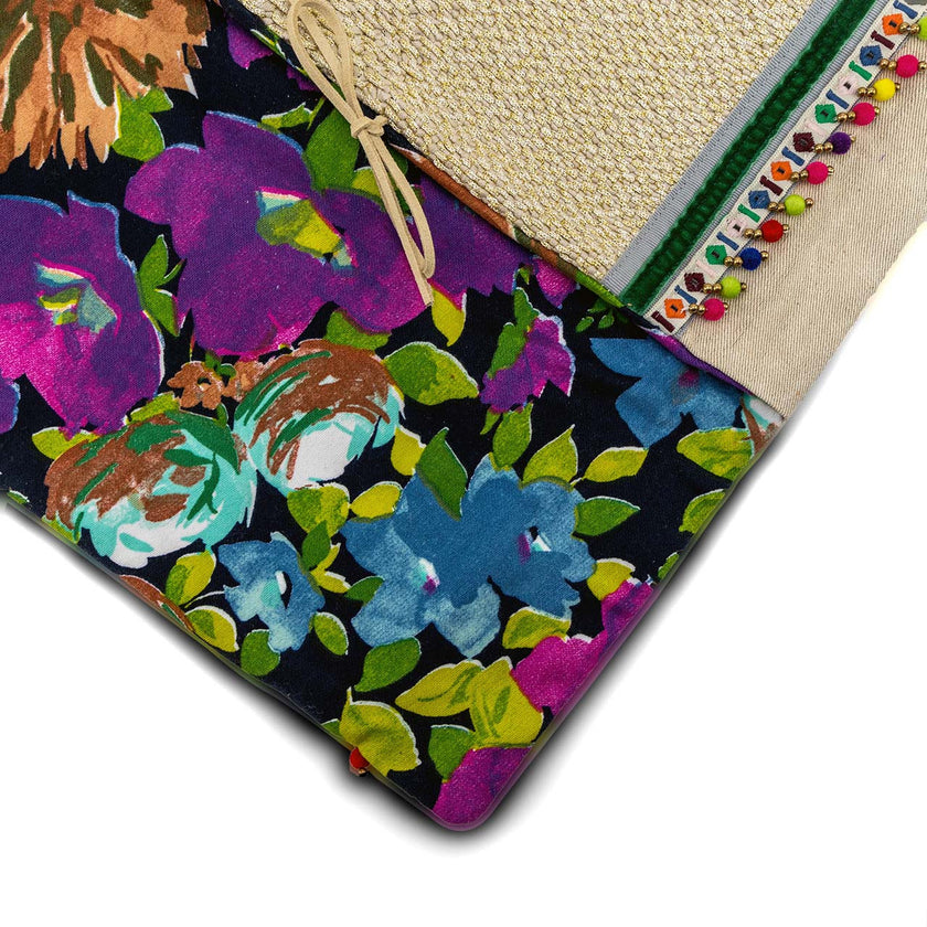 Boho Multicoloured Tassel Envelope, Handcrafted Pouch detail view