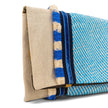 Beige and Cycladic Blue Tassels Pouch Handcrafted Envelope detail view