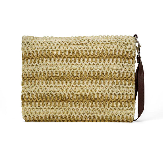 Beach Please Natural Straw Pouch in Caramel and Beige Bags 35 € Tereza's Greek Concept Store