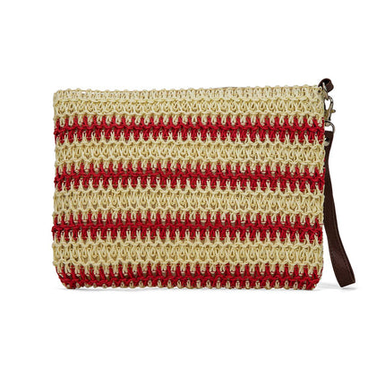 Beach Please Natural Straw Pouch in Beige and Red Bags 35 € Tereza's Greek Concept Store