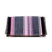 Cotton pouch envelope made by hand on the loom in black and pink with pompons.