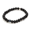 Black Round Evil Eye & Black Lava Bracelet