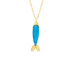 Turquoise Fish Design Zircon Stone Pendant Gold-Plated Sterling Silver