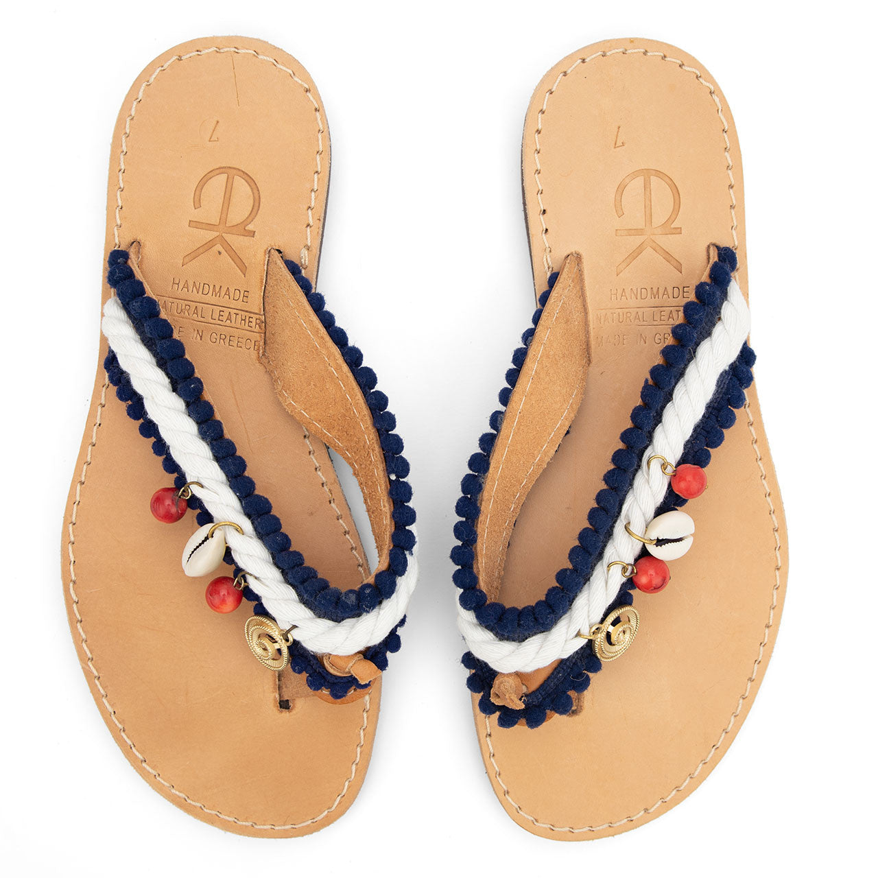 Spiral, Handmade Leather Sandals, with Nautical Rope detail view
