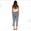 Striped, Cropped Trousers in Navy Blue & White styled view