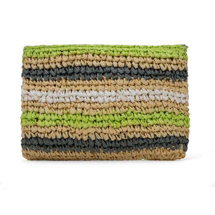 Beach Please Natural Straw Pouch in Beige, Gray and Lime Bags 35 € Tereza's Greek Concept Store