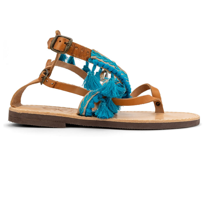 Tereza of Naxos Boho, Sea Shell in Light Blue , Handmade leather Sandals Sandals 109 € Tereza's Greek Concept Store