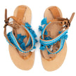 Boho, Sea Shell in Light Blue , Handmade leather Sandals detail view