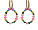 Close up of boho style, colourful, hoop earrings