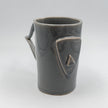 Close up of cycladian style, large ceramic mug in mineral gray