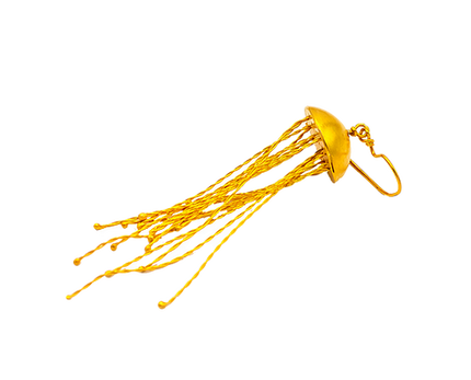 Close up of jellyfish earrings in gold plated silver