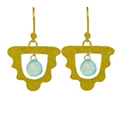 Cleopatra Aquamarine Drop Earrings in Gold-Plated Silver