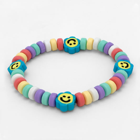 Tereza of Naxos Colourful Candy Blue Smiley Face Flower Bracelet Jewellery 35 € Tereza's Greek Concept Store