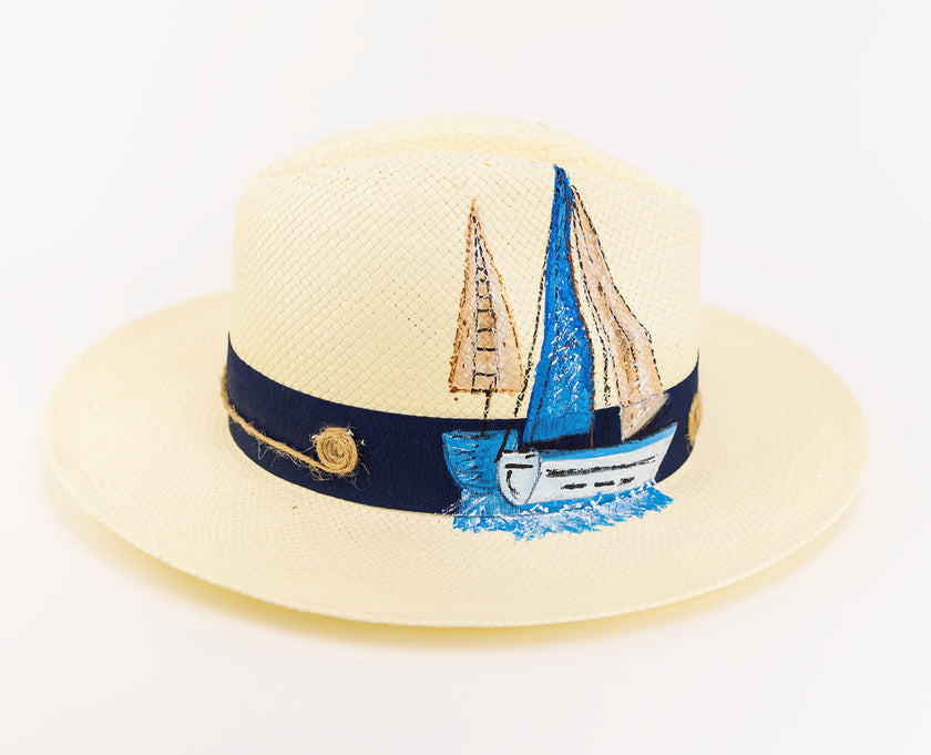 Come Sail With Me, Fedora, Hand-painted Hat
