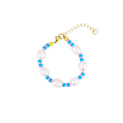 Close up of pearly cycladic sunset bracelet, adjustable