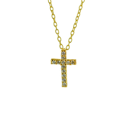 Zircon Cross, Pendant, Gold Plated Silver