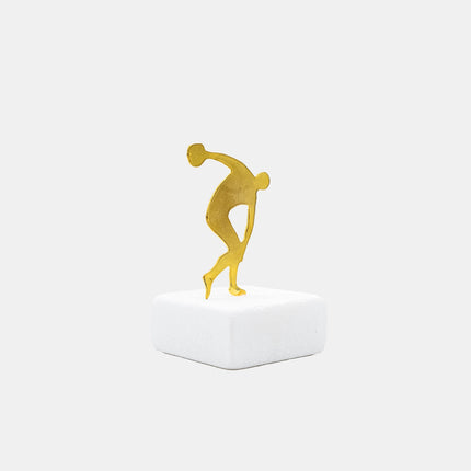 Gold Plated Bronze Discus Thrower, Paperweight, Marble