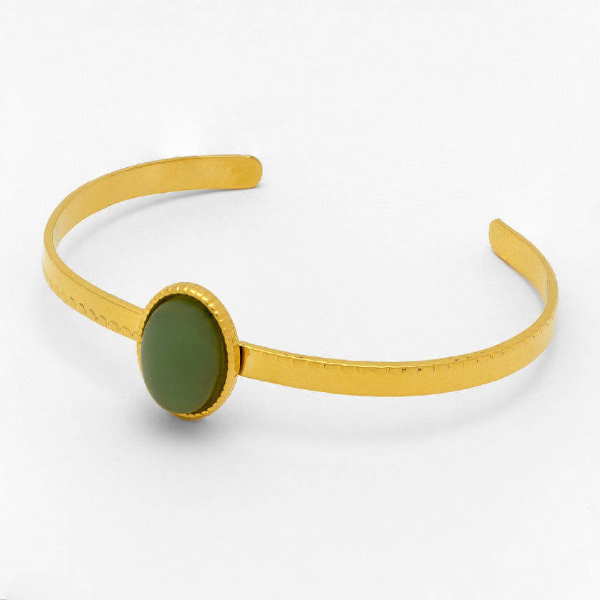 Emerald Dream Stone Gold Plated Adjustable Bangle Bracelet