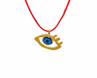 Eye of Gold in Red, Pendant in gold-plated silver