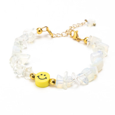 Fluo Yellow Smiley Bracelet, Crystal Clearr