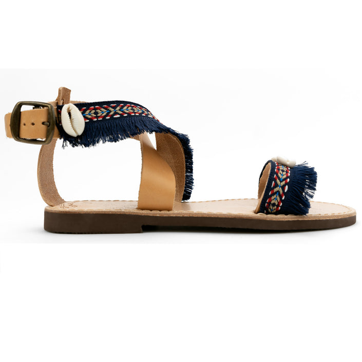 Tereza of Naxos Ethnic, Sea Shell in Navy Blue , Handmade leather Sandals Sandals 89 € Tereza's Greek Concept Store