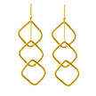 Close up of geometric square earrings, gold plated silver