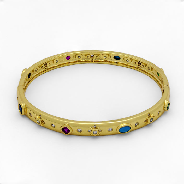 Zirconia Dream Gold Bangle Handcrafted in Greece