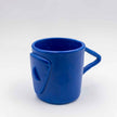 Close up of cycladian style, short ceramic mug in aegean blue