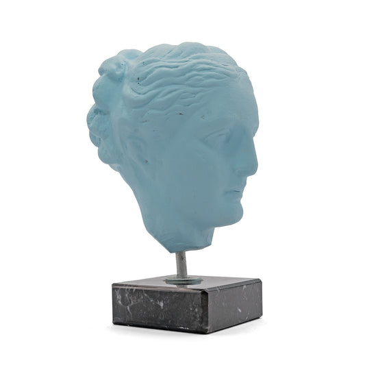 Experience a piece of Ancient Greek history with our handmade and handpainted Head of Goddess Hygeia in light blue. A blend of timeless craftsmanship and aesthetic beauty, ready to enhance your decor.