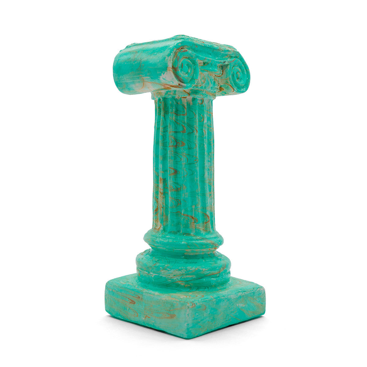 Close up of ebru ionic column in turquoise