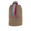 Boho Brown Jute Handwoven Bucket Bag in Purple detail view