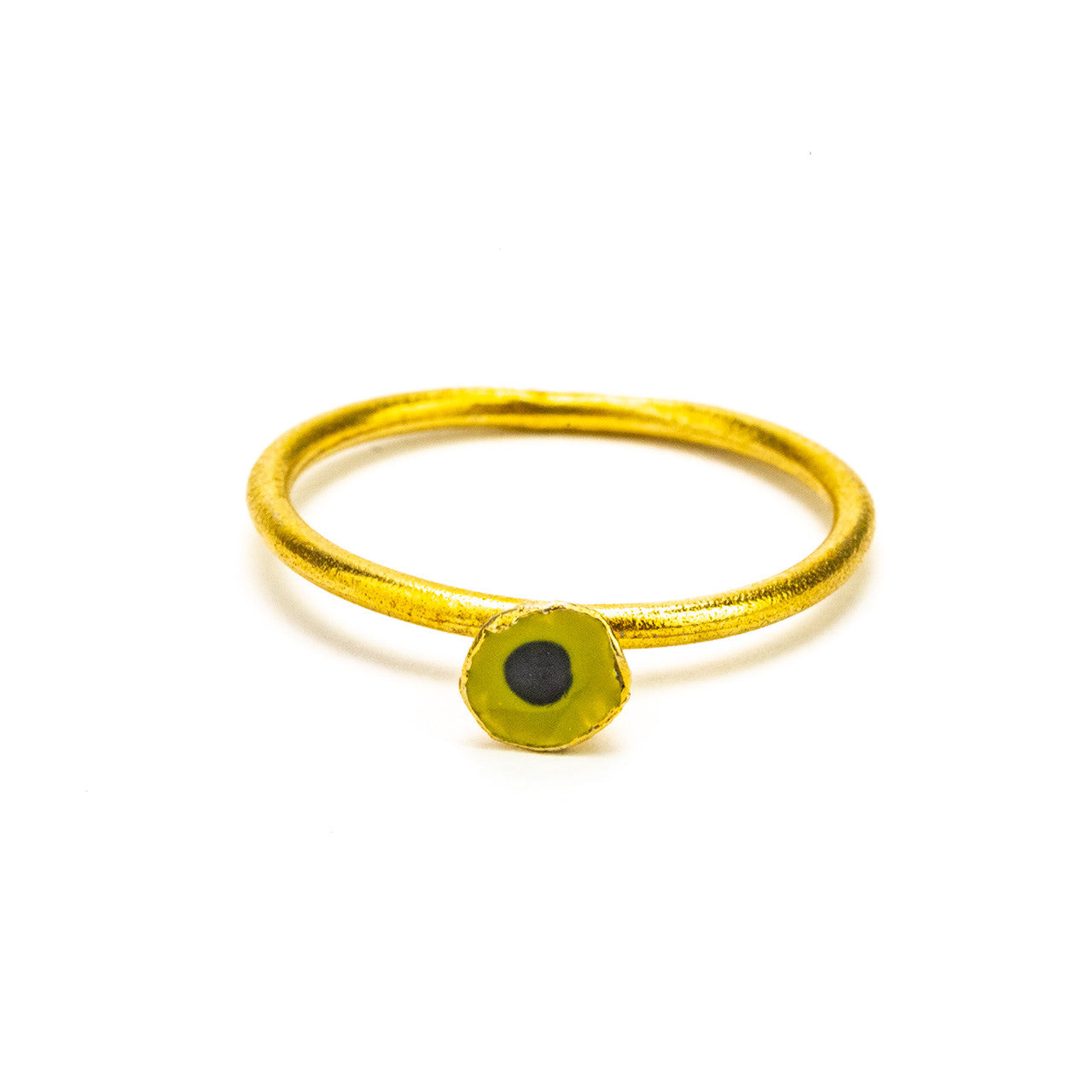 Kiwi Green Flower, Ring, in Gold Plated Silver