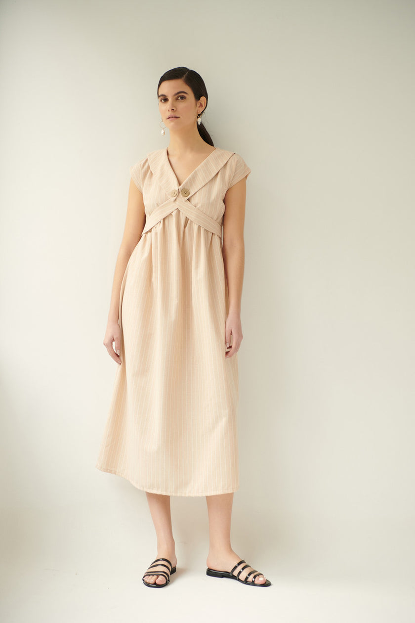 Magnolia, Linen Dress in Champagne Pink