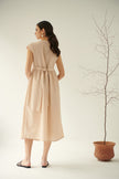Magnolia, Linen Dress in Champagne Pink detail view