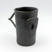 Close up of cycladian style, large ceramic mug in gray