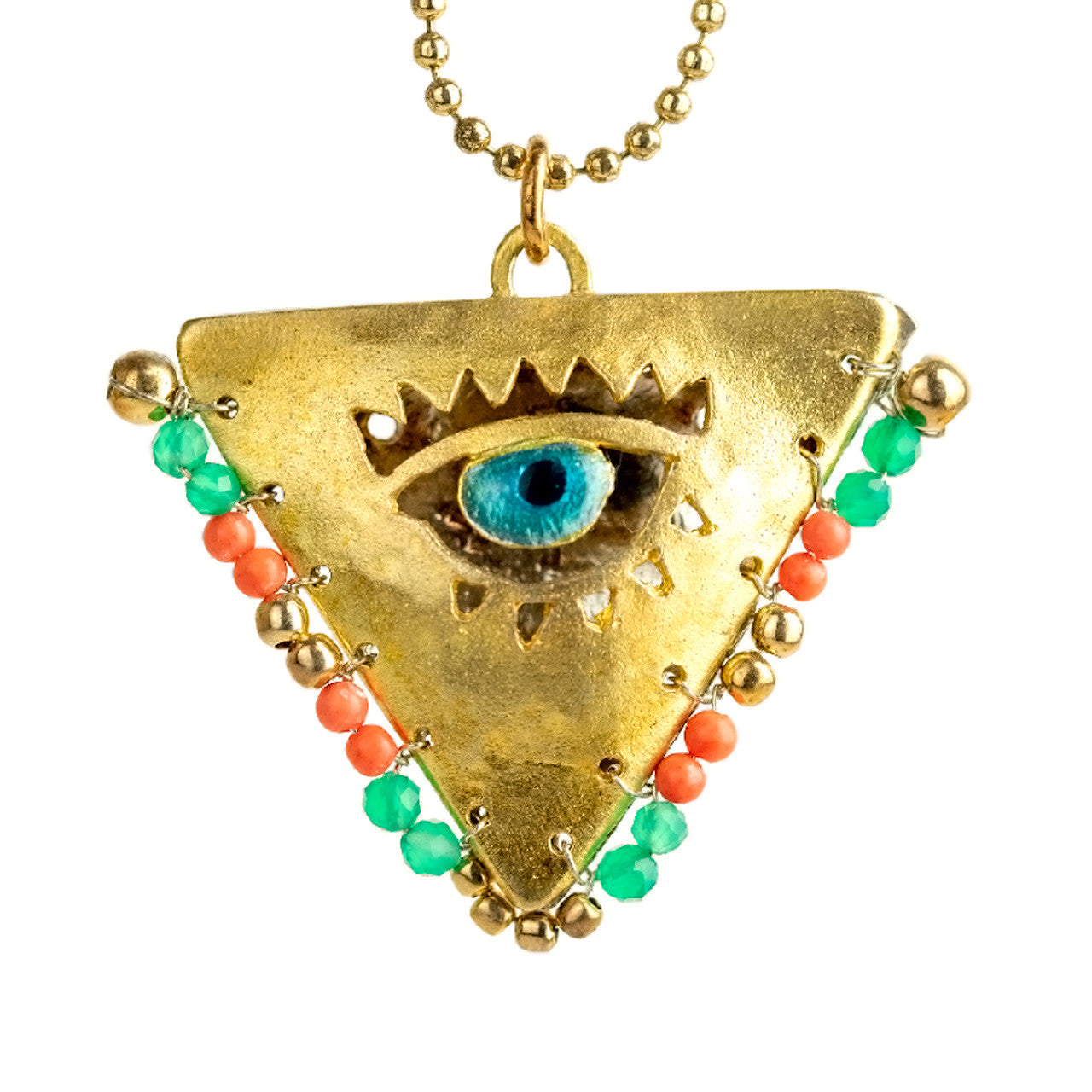 Tereza of Naxos Viridian Green and Coral "Fylachto" Talisman, Lucky Charm, Pendant Jewellery 99 € Tereza's Greek Concept Store