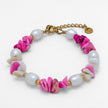 Large Pearls and Fuchsia Chips Adjustable Bracelet Handcrafted in Greece