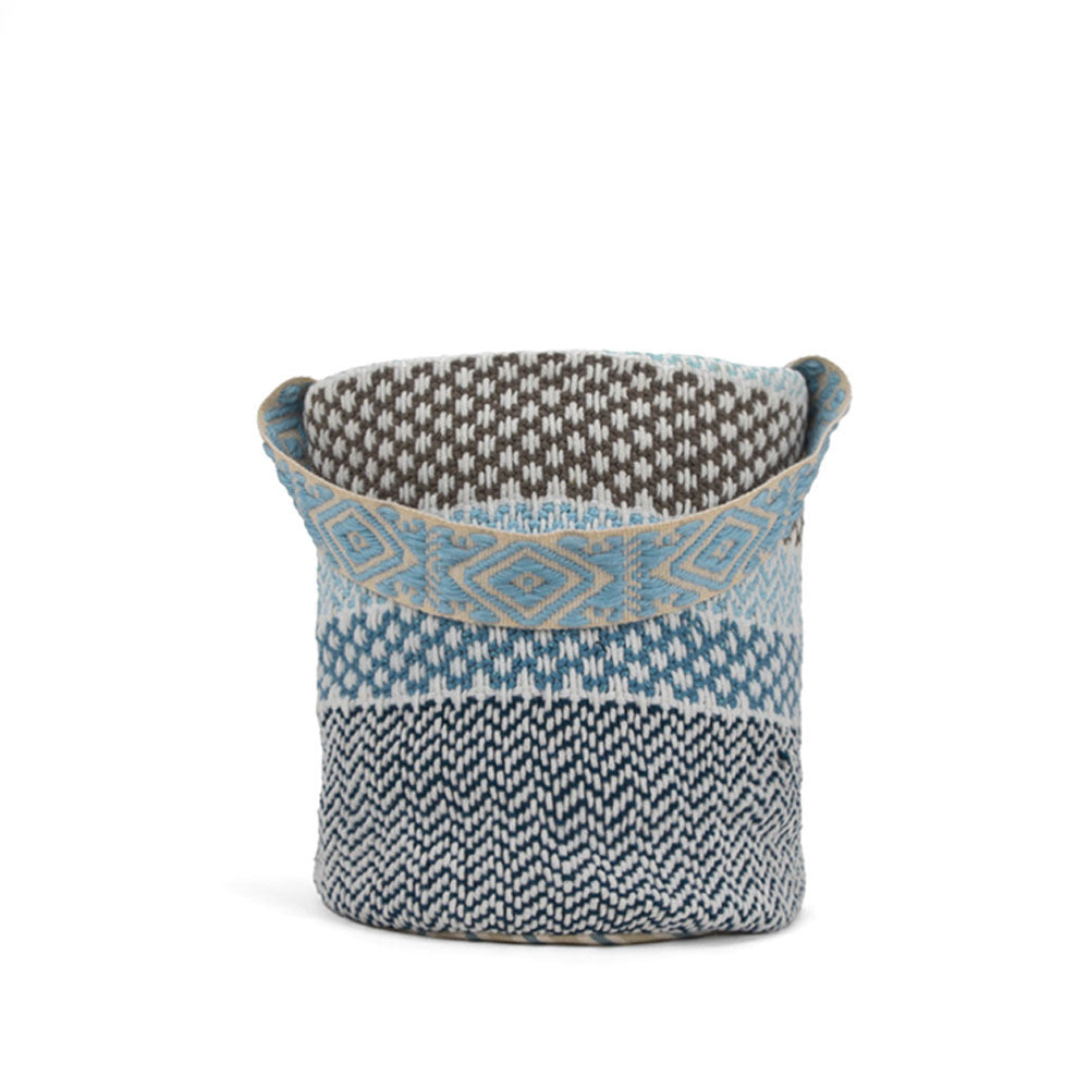 Shades of Blue and Brown Handwoven Bucket Bag