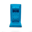 Close up of akrokeramo book end in light blue