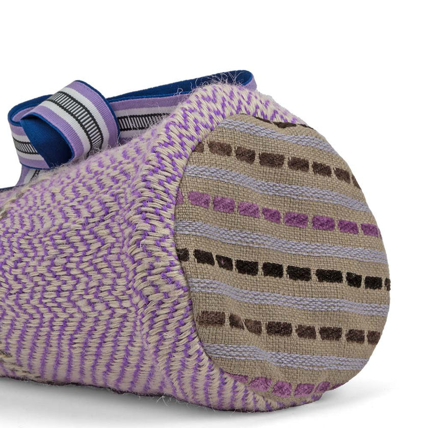 Lilac and Beige Handwoven Bucket Bag styled view