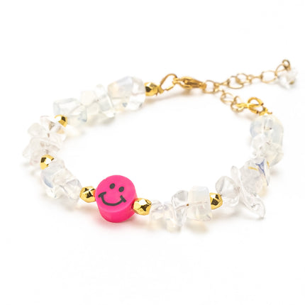Tereza of Naxos Fluo Fuchsia Smiley Bracelet, Crystal Clear Jewellery 35 € Tereza's Greek Concept Store