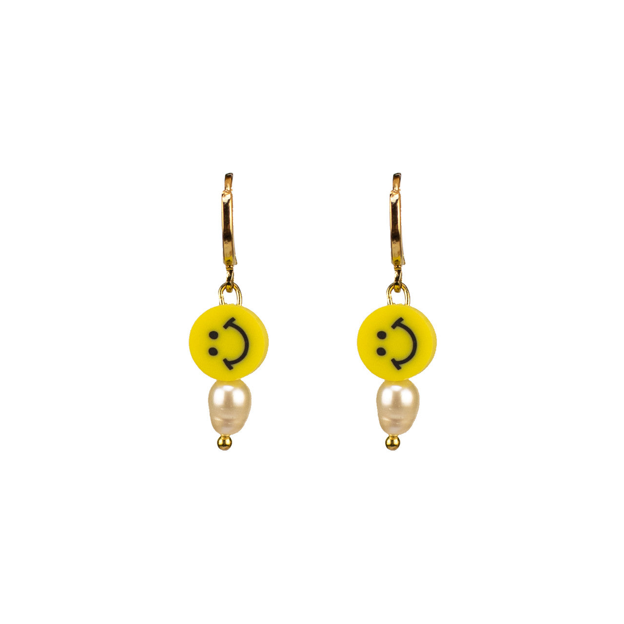 Tereza of Naxos Pearly Smiley Hoop Earrings in Bright Yellow Jewellery 29 € Tereza's Greek Concept Store