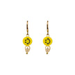 Pearly Smiley Hoop Earrings in Bright Yellow