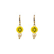 Pearly Smiley Hoop Earrings in Bright Yellow detail view